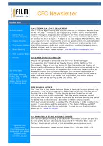 CFC Newsletter October 2006 •  CALIFORNIA ON LOCATION AWARDS