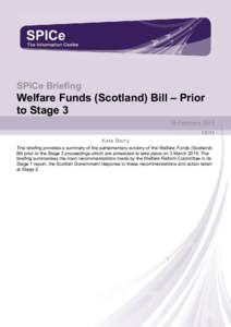 Welfare Funds (Scotland) Bill – prior to Stage 3