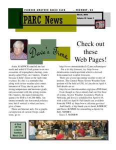 PIONEER AMATEUR RADIO CLUB  - FREMONT, NE March, 2009  PARC News