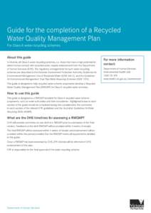 Guide for the completion of a Recycled Water Quality Management Plan - For Class A water recycling schemes