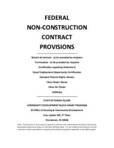 FEDERAL NON-CONSTRUCTION CONTRACT PROVISIONS _______________________________