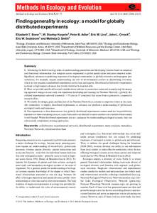 Methods in Ecology and Evolution 2014, 5, 65–73  doi: 210XFinding generality in ecology: a model for globally distributed experiments