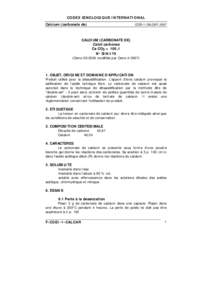 CODEX ŒNOLOGIQUE INTERNATIONAL Calcium (carbonate de) COEI-1-CALCAR :2007  CALCIUM (CARBONATE DE)