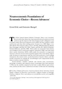 Neuroeconomic Foundations of Economic Choice—Recent Advances