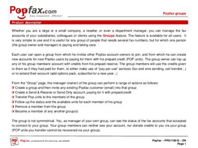 Popfax groups  Easy, inexpensive…Effective ! Product description