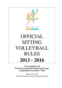 OFFICIAL SITTING VOLLEYBALL RULES[removed]To be applied in all