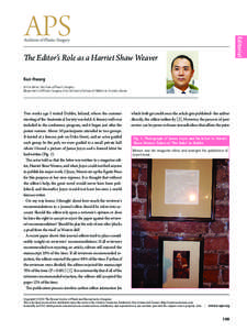 Editorial  The Editor’s Role as a Harriet Shaw Weaver