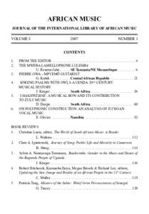 AFRICAN MUSIC JOURNAL OF THE INTERNATIONAL LIBRARY OF AFRICAN MUSIC VOLUME