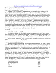 Southern Campaign American Revolution Pension Statements Pension application of Fabin Gilgo S41573 fn11NC Transcribed by Will Graves[removed]State of North Carolina, Onslow County
