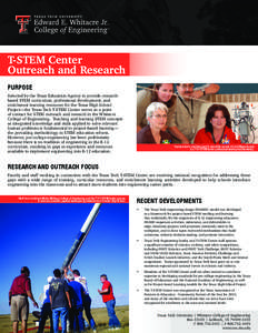 T-STEM Center Outreach and Research PURPOSE