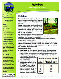 Waterbars Ensuring clean runoff means using lakeshore BEST MANAGEMENT PRACTICES