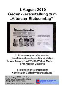 1. August 2010 Gedenkveranstaltung zum „Altonaer Blutsonntag“