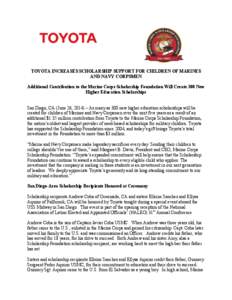 United States Marine Corps / Marine Corps Scholarship Foundation / Toyota / United States Navy Hospital Corpsman