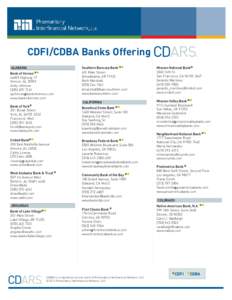 CDFI/CDBA Banks Offering ALABAMA Bank of VernonHighway 17 Vernon, ALAndy Johnson