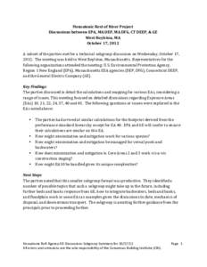 Meeting Notes for Discussions between EPA, MA DEP, MA DFG, CT DEEP, & GE, West Boylston, MA, October 17, 2012