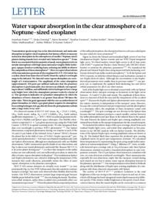 LETTER  doi:[removed]nature13785 Water vapour absorption in the clear atmosphere of a Neptune-sized exoplanet