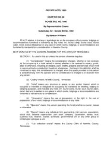 PRIVATE ACTS, 1999 Chapter No. 59 CHAPTER NO. 59 HOUSE BILL NO[removed]By Representative Givens Substituted for: Senate Bill No. 1992