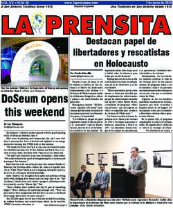 VOL.XX • NUM 38  A San Antonio Tradition Since 1913 www.laprensasa.com English-Español