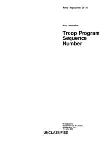 Army Regulation 25–70  Army Automation Troop Program Sequence