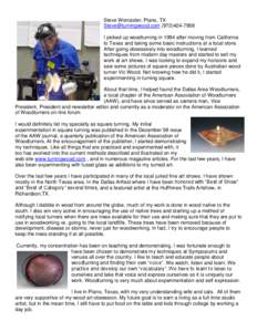 Visual arts / American Association of Woodturners / Manufacturing / Dallas / Woodworking / Woodturning / Geography of Texas