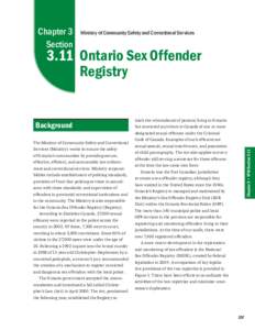 Chapter 3 Section Ministry of Community Safety and Correctional Services[removed]Ontario Sex Offender