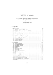 LATEX 2ε for authors c Copyright 1995–2014, LATEX3 Project Team. All rights reserved. 29 September 2014