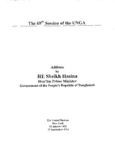 The 69th Session of the UNGA  Address by  HE Sheikh Hasina