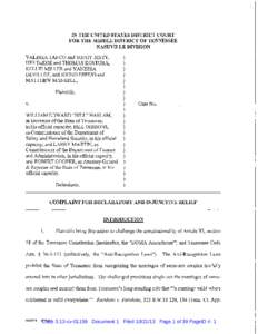 IN THE UNITED STATES DISTRICT COURT FOR THE MIDDLE DISTRICT OF TENNESSEE NASHVILLE DIVISION VALERIA TANCO and SOPHY JESTY, IJPE DeKOE and THOMAS KOSTURA,