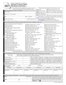 Form 4601 Application for Missouri Military Personalized License Plates