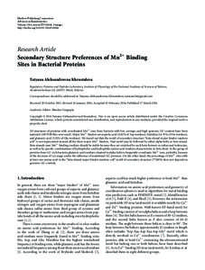 Secondary Structure Preferences of Mn2+ Binding Sites in Bacterial Proteins