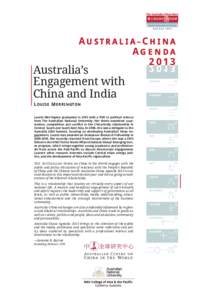 AU STRA LIAN – CH I NA A G E N D A[removed]Australia’s Engagement with China and India