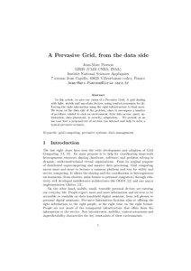 A Pervasive Grid, from the data side Jean-Marc Pierson LIRIS (UMR CNRS, INSA)