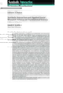Symbolic Interaction and Applied Social Research: A Focus on Translational Science