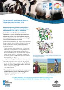 Improve nutrient management Improve your bottom line Monitoring dairy farm soil and nutrient levels to maximise fertiliser efficiency and production and reduce nutrient loads in to the environment SA dairy farmers iden