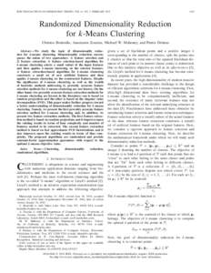 IEEE TRANSACTIONS ON INFORMATION THEORY, VOL. 61, NO. 2, FEBRUARYRandomized Dimensionality Reduction for k-Means Clustering