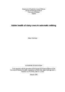 Udder health of dairy cows in automatic milking