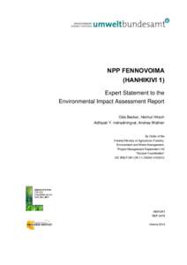 NPP FENNOVOIMA (HANHIKIVI 1) Expert Statement to the Environmental Impact Assessment Report Oda Becker, Helmut Hirsch Adhipati Y. Indradiningrat, Andrea Wallner