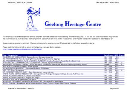 Geelong Heritage Centre GRS Archives Catalogue April 2014.xls