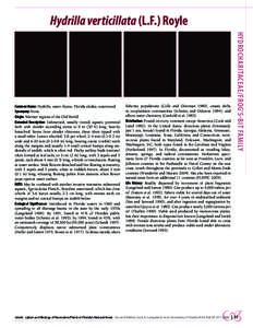 Hydrilla verticillata (L.F.) Royle  fisheries populations (Colle and Shireman 1980), causes shifts in zooplankton communities (Schmitz and Osborne 1984), and affects water chemistry (Canfield et al[removed]Distribution: 