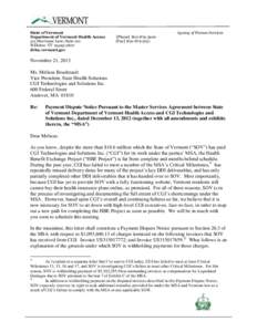 State of Vermont Department of Vermont Health Access 312 Hurricane Lane, Suite 201 Williston VT[removed]dvha.vermont.gov