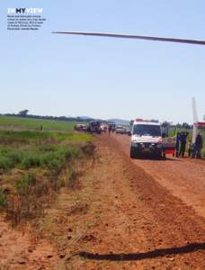 in my view Road and helicopter rescue crews on scene at a crop duster crash at Wirrinya, 40 km west of Forbes. Photo by Forbes Paramedic Leonie Hayes.