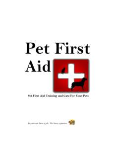 Pet First Aid Pet First Aid Training and Care For Your Pets Anyone can have a job. We have a passion.