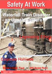 Safety At Work Waterfall Train Disaster - an Unsafe Culture Legislating Ethics