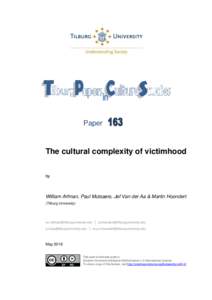 Paper  The cultural complexity of victimhood by  William Arfman, Paul Mutsaers, Jef Van der Aa & Martin Hoondert