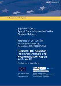 ISBN1  The European Union’s IPA Programme INSPIRATION – Spatial Data Infrastructure in the