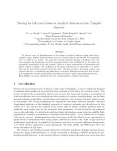 Testing for Informativeness in Analytic Inference from Complex Surveys 3  F. Jay Breidt1,3 , Jean D. Opsomer1 , Wade Herndon1 , Ricard Cao2 ,