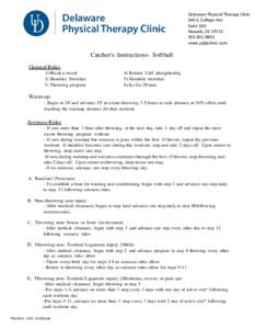 Delaware Physical Therapy Clinic 540 S. College Ave Suite 160 Newark, DE8893 www.udptclinic.com