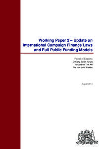 Working Paper 2 - Update on International Campaign Finance Laws and Full Public Funding Models