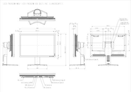 LCD-PA302W-W5/ LCD-PA302W-B5 OUTLINE (LANDSCAPE)  4-M4 VESA HOLE (100X100 picth) 6-M4 VESA HOLE (200X100 picth)