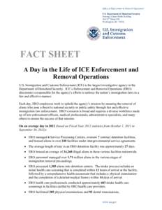 Office of Enforcement & Removal Operations U.S. Department of Homeland Security Potomac Center North Building 500 12th Street SW Washington, DC 20536